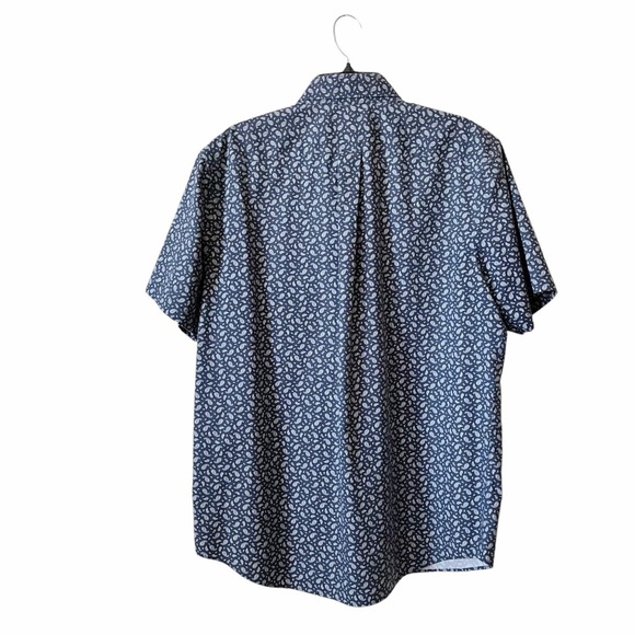 Lands' End Traditional Fit Shirt Men's Size L Blue Paisley Cotton Short Sleeve - Picture 3 of 6